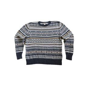 Tiara International Blue and White Vintage 90s Fair Isle sweater Size Large